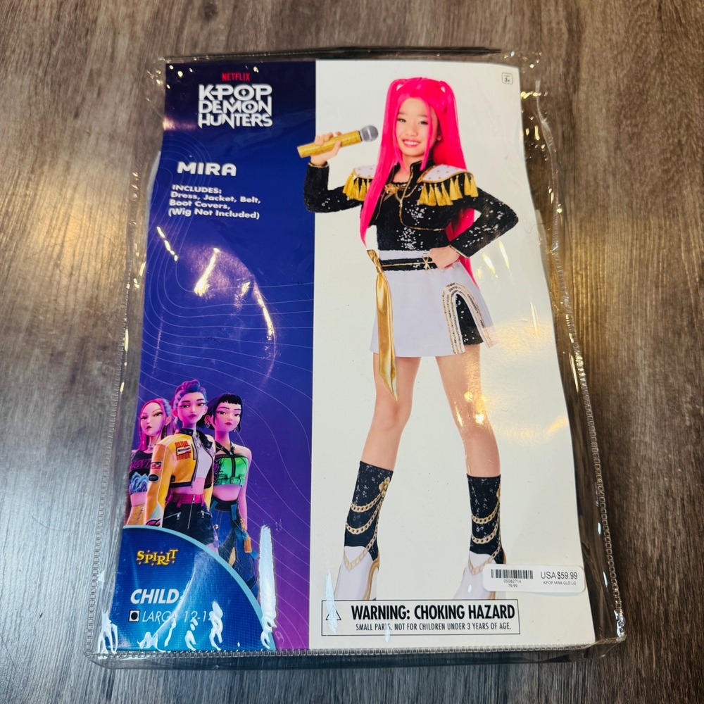 Spirit Halloween K-Pop Demon Hunters Mira Costume Netflix Girls Large 12-14 NEW